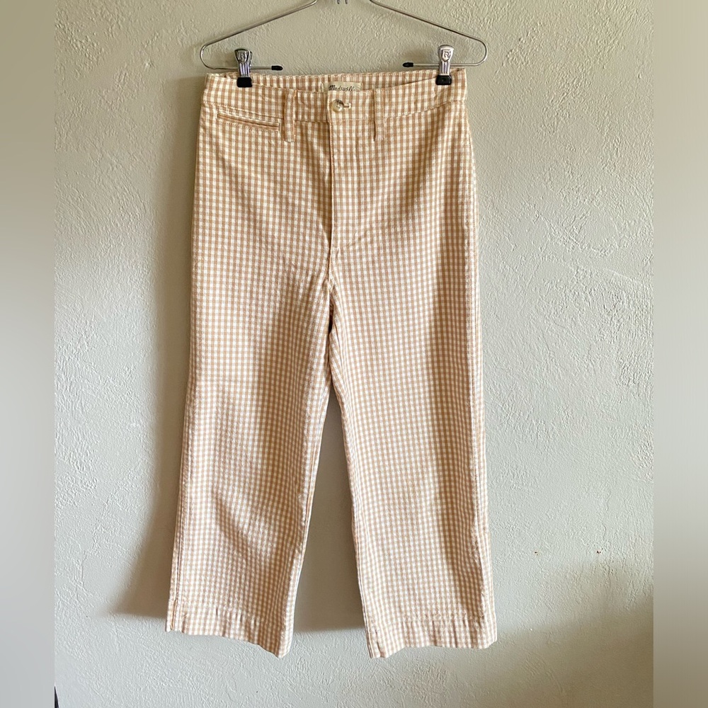 Madewell Slim Emmett Wide-Leg Crop Pants in Gingham
